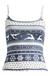 Skims Fair Isle Plush Pointelle Camisole In Animal Print