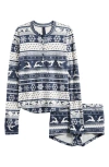 Skims Fair Isle Plush Pointelle Short Pajamas In Multi