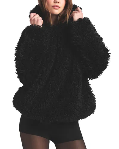 Skims Faux Fur Hoodie In Black