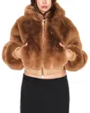 Skims Faux Fur Zip Up Jacket In Brown