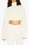 Skims Faux Shearling Crop Jacket In White