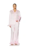 Skims Feather Trim Long Set In Pink