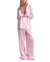 Skims Feather Trim Pajama Set In Pink
