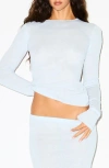 Skims Featherweight Cashmere Long Sleeve Top In Blue