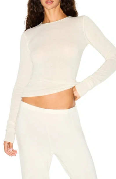 Skims Featherweight Cashmere Long Sleeve Top In White