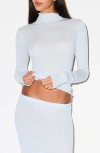 Skims Featherweight Cashmere Long Sleeve Turtleneck Top In White
