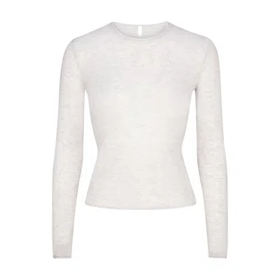 Skims Cotton Jersey Long Sleeve T-shirt In Light Heather Grey