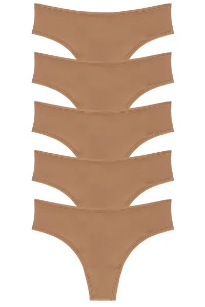 Skims Fits Everybody 5 Pack Thong In Brown