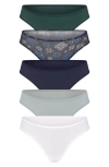 Skims Fits Everybody Assorted 5-pack Cheeky Briefs In Navy Snow Multi