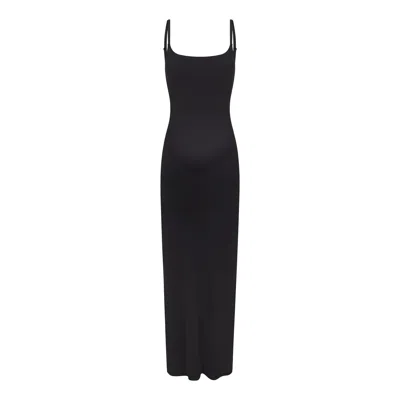 Skims Ribbed Stretch-modal Maxi Dress In Black