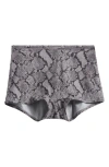 Skims Fits Everybody Snakeskin Print Boy Short Briefs In Gray