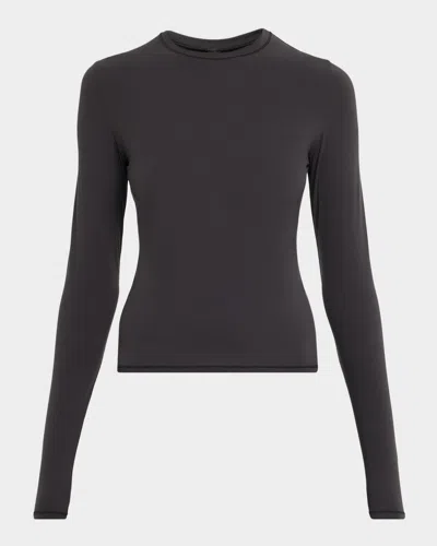Skims Fits Everybody Crewneck Long-sleeve T-shirt In Black