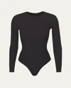 Skims Womens Onyx Fits Everybody Long-sleeve Stretch-woven Body