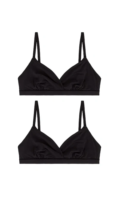 Skims Fits Everybody Crossover Bralette 2 Pack In Black