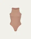 Skims Fits Everybody High Neck Bodysuit In Sienna