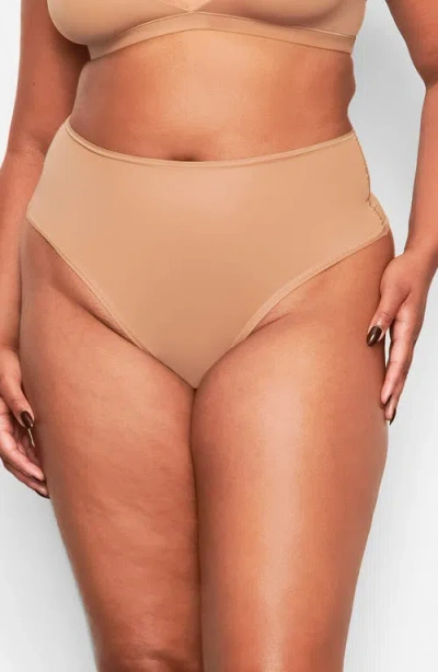 Skims Fits Everybody High Waist Thong In Brown