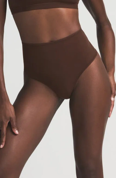 Skims Fits Everybody High Waist Thong In Brown