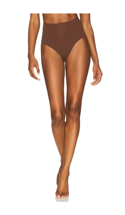 Skims Fits Everybody High Waisted Thong In Brown