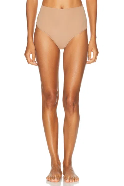 Skims Fits Everybody High Waisted Thong In Brown