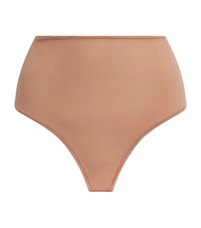 Skims Fits Everybody High-rise Thong In Brown