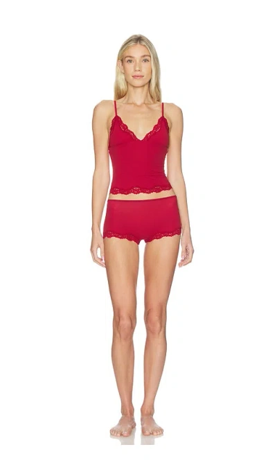 Skims Fits Everybody Lace Cami And Boy Short Set In Red
