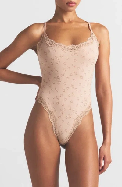 Skims Fits Everybody Lace Cami Bodysuit In Neutral