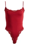 Skims Fits Everybody Lace Cami Thong Bodysuit In Red