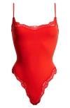 Skims Fits Everybody Lace Cami Bodysuit In Cayenne