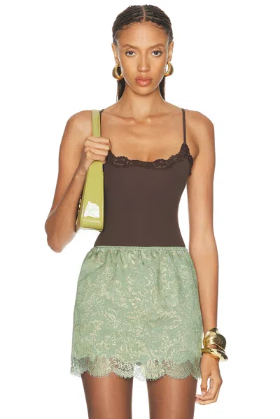 Skims Fits Everybody Lace Cami Bodysuit In Espresso