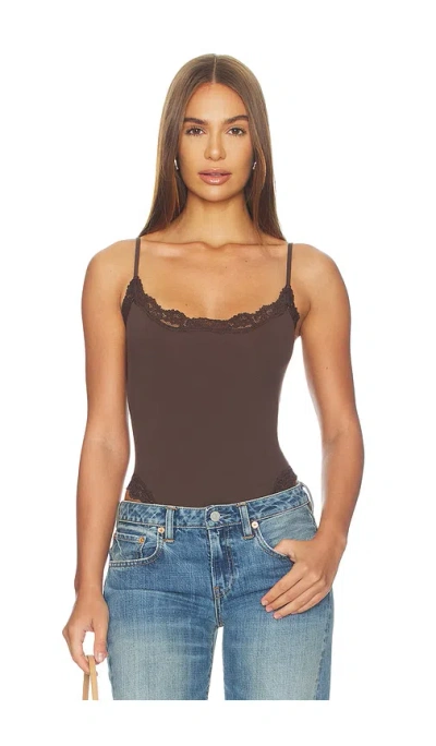 Skims Fits Everybody Lace Cami Bodysuit In Espresso