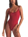 Skims Fits Everybody Lace Cami Thong Bodysuit In Red