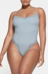 Skims Fits Everybody Lace Camisole Bodysuit In Denim