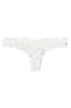 Skims Fits Everybody Lace Dipped Thong In Marble Candy Heart Print