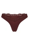 Skims Fits Everybody Lace Dipped Thong In Oxblood
