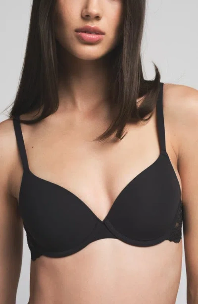Skims Fits Everybody Lace T-shirt Bra In Onyx