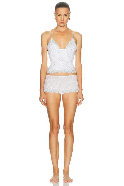 Skims Fits Everybody Lace Triangle Cami & Boyshort Set In Blue