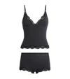 Skims Fits Everybody Lace-trim Cami And Shorts Set In Black