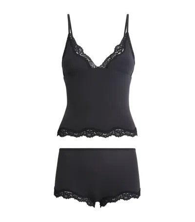 Skims Fits Everybody Lace-trim Cami And Shorts Set In Black