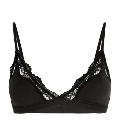 Skims Fits Everybody Lace-trim Triangle Bralette In Black