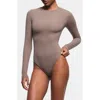Skims Fits Everybody Long Sleeve Crewneck Bodysuit In Amethyst