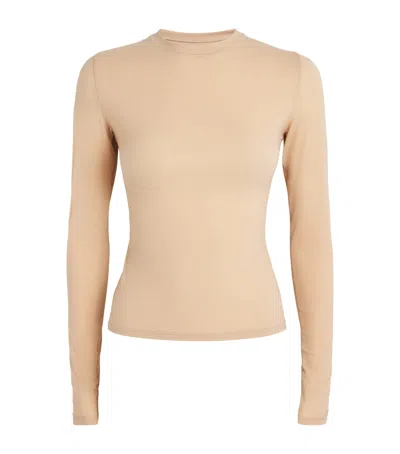 Skims Womens Clay Fits Everybody Stretch-jersey T-shirt In Brown