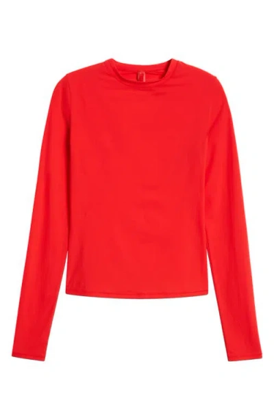 Skims Fits Everybody Long Sleeve T-shirt In Cherry