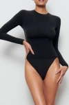 Skims Fits Everybody Long Sleeve T Shirt Top Shirt In Onyx In Onyx