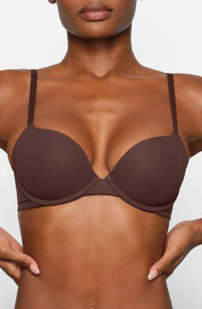 Skims Fits Everybody Underwire Push-up Demi Bra In Cocoa