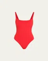 Skims Fits Everybody Square Neck Bodysuit In Cherry