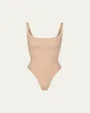 Skims Fits Everybody Square Neck Sleeveless Bodysuit In Clay