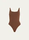 Skims Fits Everybody Square-neck Bodysuit In Cocoa