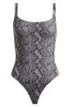 Skims Fits Everybody Square Neck Bodysuit In Gray
