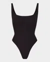 Skims Fits Everybody Square-neck Bodysuit In Onyx