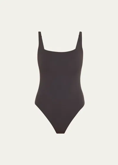 Skims Fits Everybody Square-neck Bodysuit In Onyx